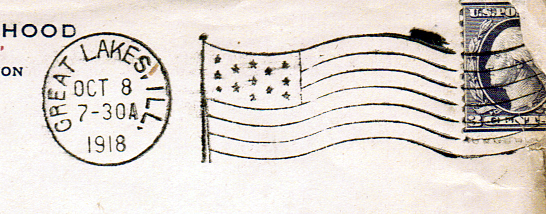 American Flag Cancellation of the Great Lakes Naval Training Station During the First World War