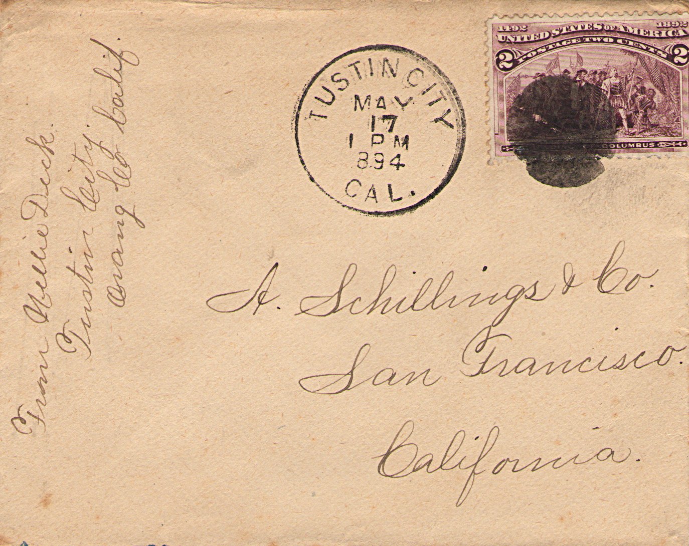 Cover Mailed From Tustin City, California