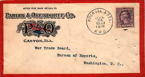 [Railway Post Office (RPO) Cover with Washington-Head Stamp]