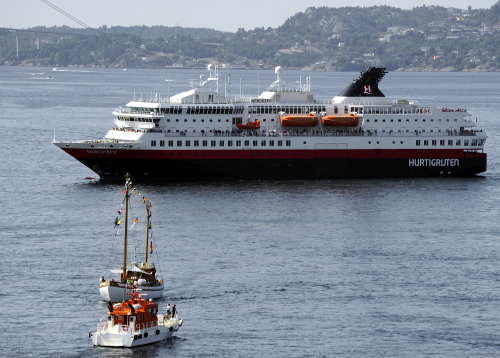 Hurtigruten Ferry Approaching Bergen