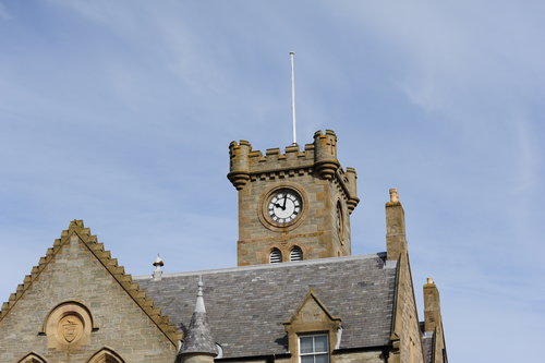 Clock Tower on Building in Lerwick Town