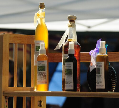 [Bottles of Skin Care Products (locally made) at Farmers