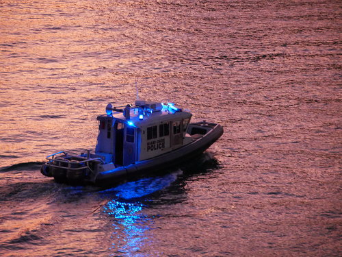 [Police Boat in Miami After Sunset